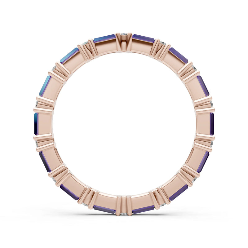 Amethyst Baguette and Round Full Eternity Band