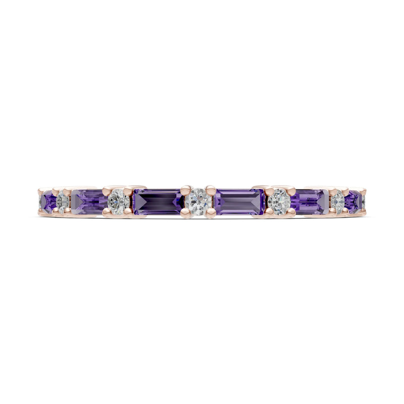 Amethyst Baguette and Round Full Eternity Band