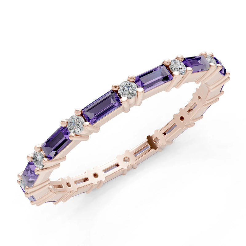 Baguette and Round Full Eternity Band