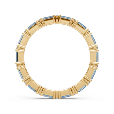 Aquamarine Baguette and Round Full Eternity Band