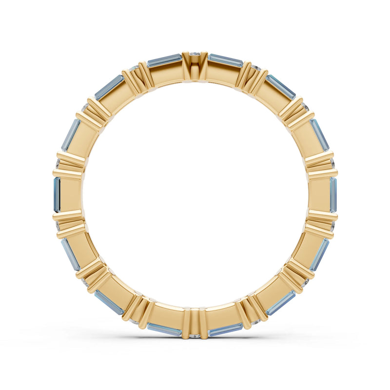 Aquamarine Baguette and Round Full Eternity Band