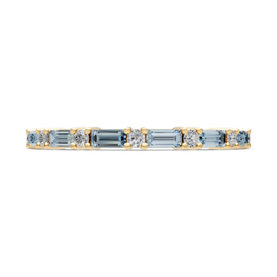 Aquamarine Baguette and Round Full Eternity Band
