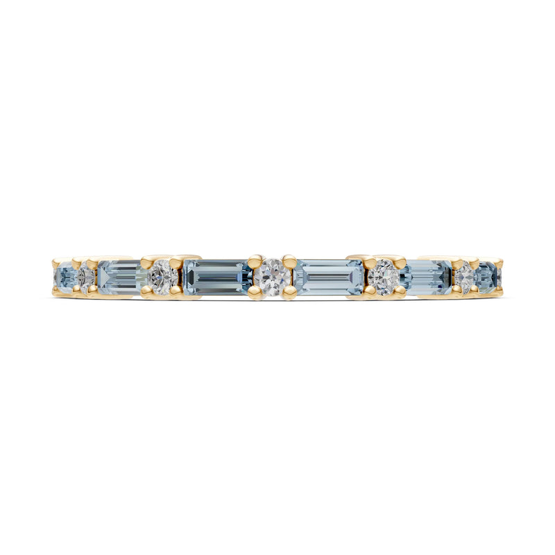 Aquamarine Baguette and Round Full Eternity Band