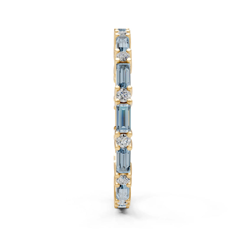 Aquamarine Baguette and Round Full Eternity Band