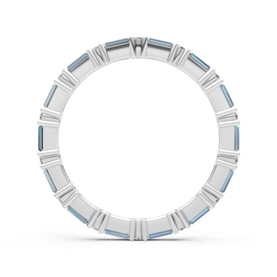 Aquamarine Baguette and Round Full Eternity Band