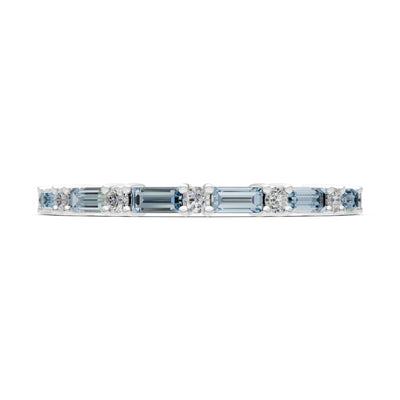 Aquamarine Baguette and Round Full Eternity Band