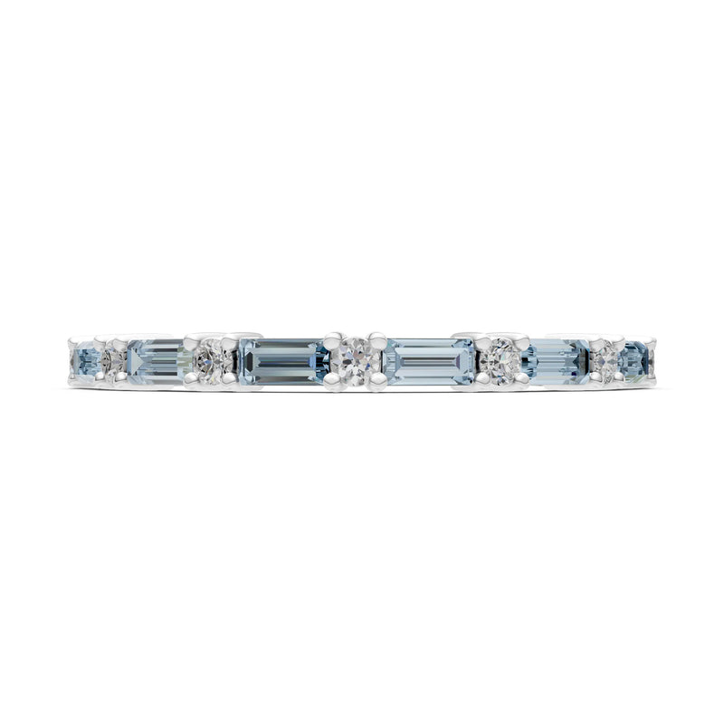 Aquamarine Baguette and Round Full Eternity Band