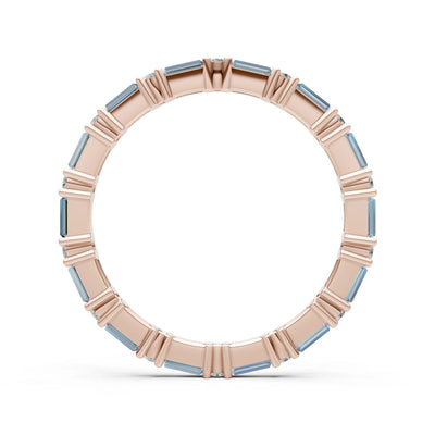 Aquamarine Baguette and Round Full Eternity Band