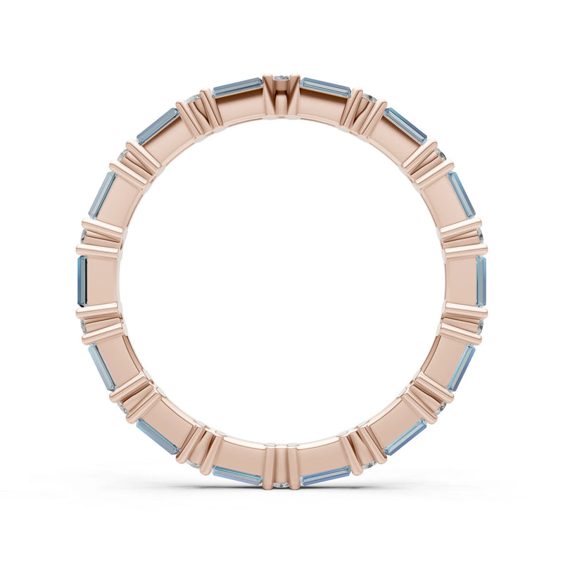 Aquamarine Baguette and Round Full Eternity Band