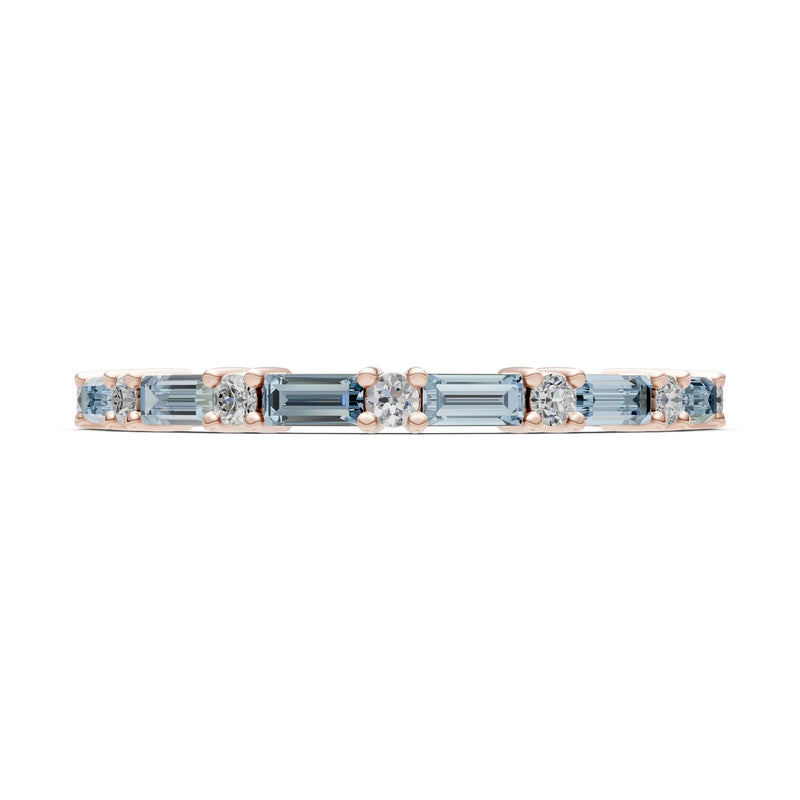 Aquamarine Baguette and Round Full Eternity Band