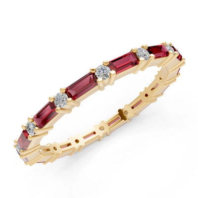 Baguette and Round Full Eternity Band