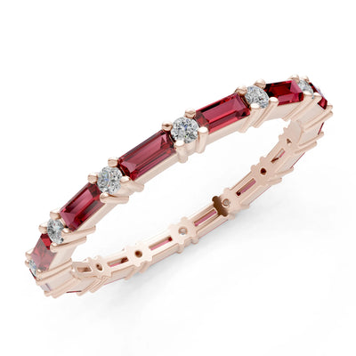 Baguette and Round Full Eternity Band