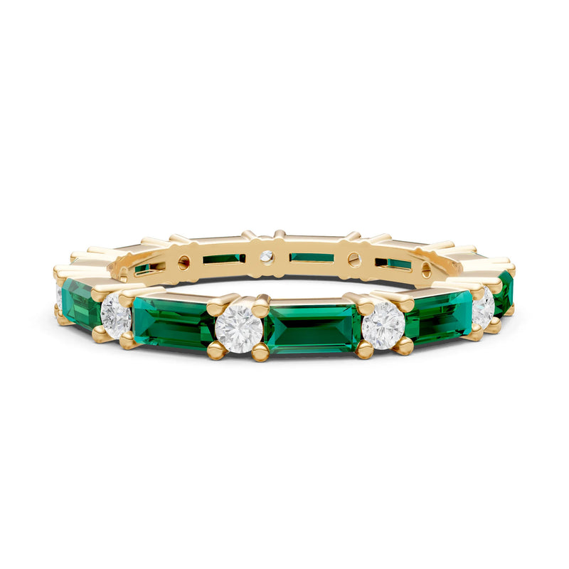 Emerald Baguette and Round Full Eternity Band