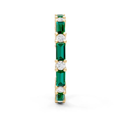 Emerald Baguette and Round Full Eternity Band