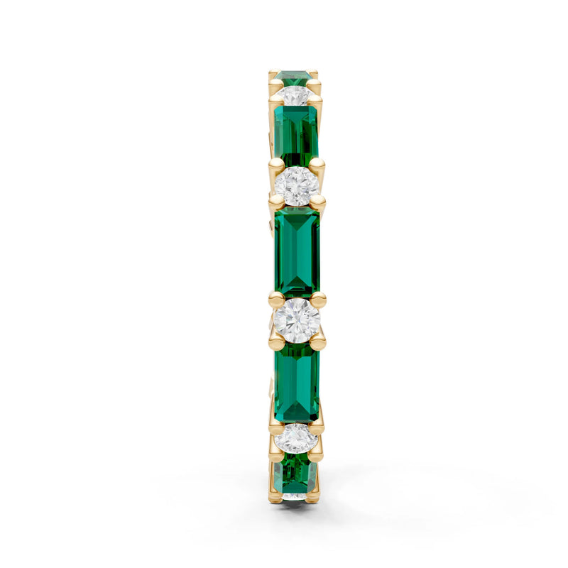Emerald Baguette and Round Full Eternity Band