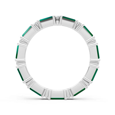 Emerald Baguette and Round Full Eternity Band