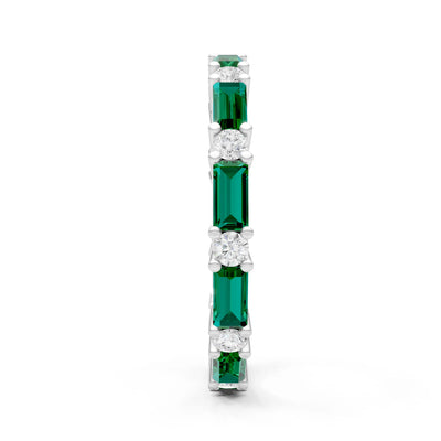Emerald Baguette and Round Full Eternity Band