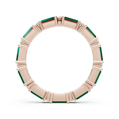 Emerald Baguette and Round Full Eternity Band