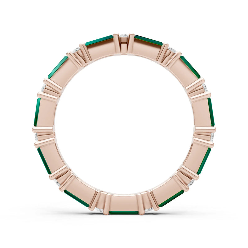 Emerald Baguette and Round Full Eternity Band