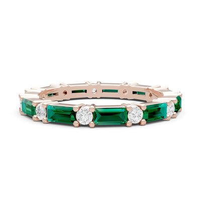 Emerald Baguette and Round Full Eternity Band