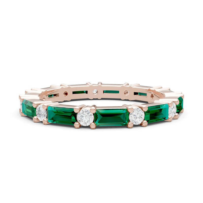 Emerald Baguette and Round Full Eternity Band
