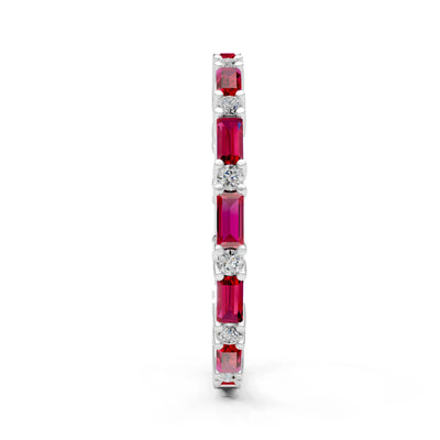Baguette and Round Full Eternity Band