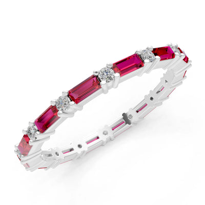 Baguette and Round Full Eternity Band