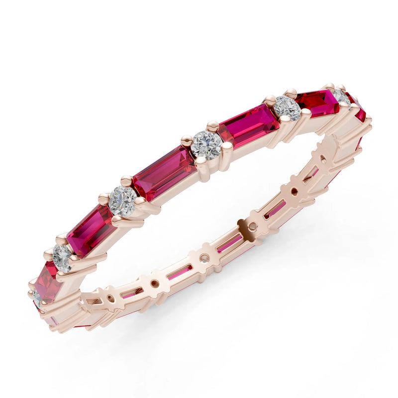 Baguette and Round Full Eternity Band