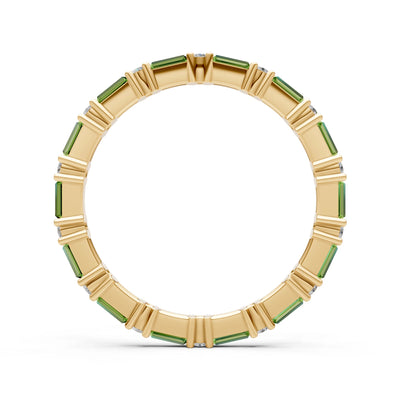 Peridot Baguette and Round Full Eternity Band