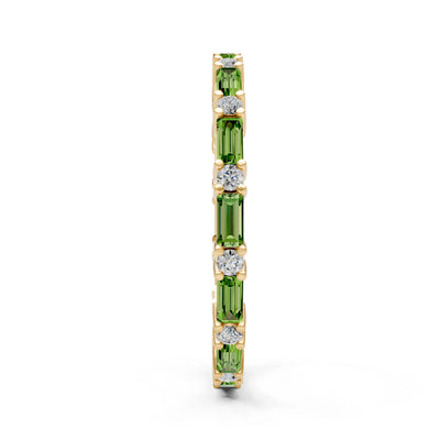 Peridot Baguette and Round Full Eternity Band