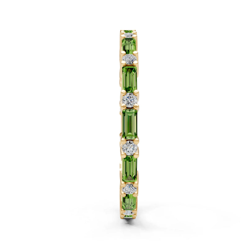 Peridot Baguette and Round Full Eternity Band