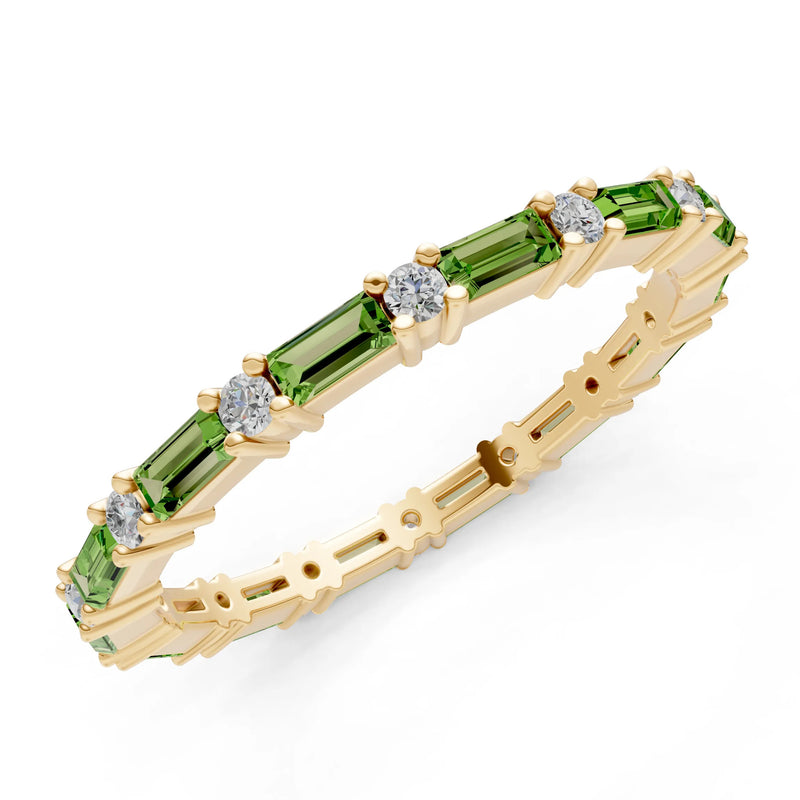 Peridot Baguette and Round Full Eternity Band