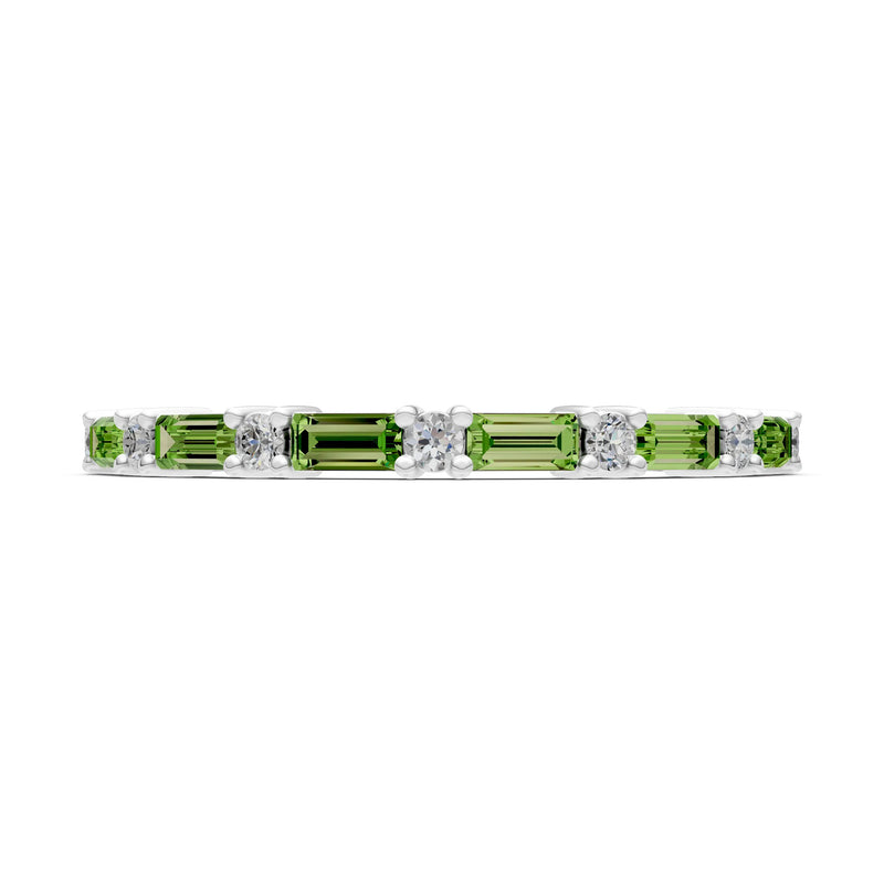 Peridot Baguette and Round Full Eternity Band