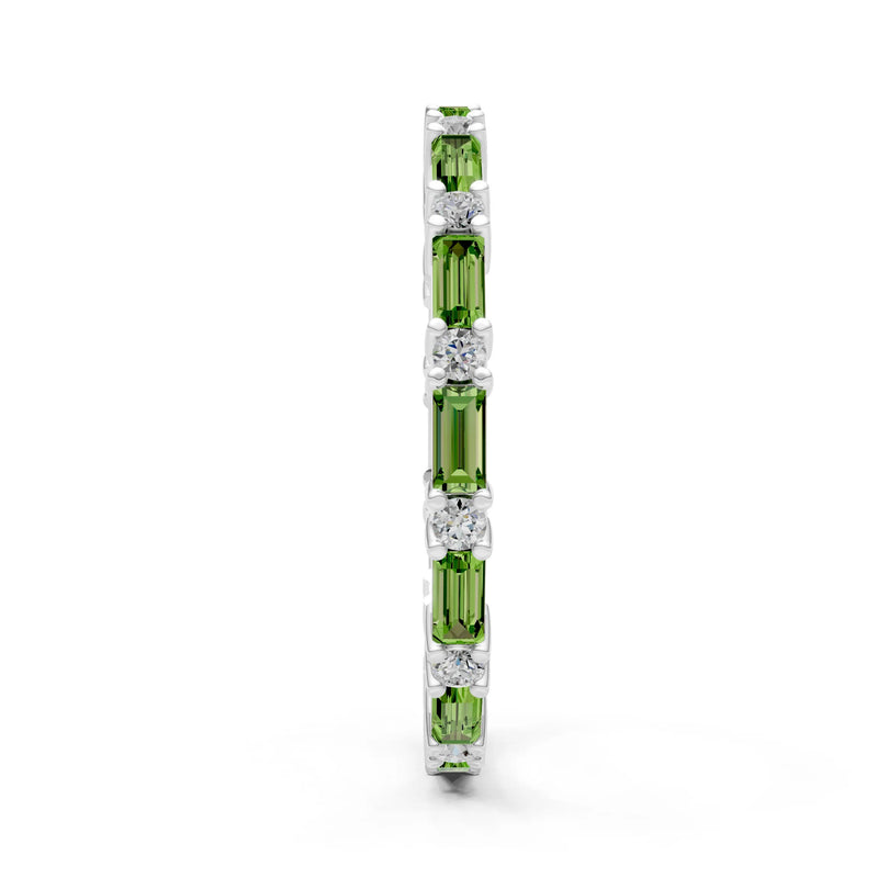Peridot Baguette and Round Full Eternity Band