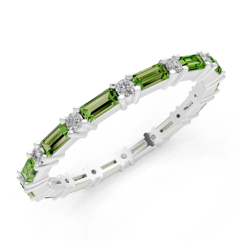 Peridot Baguette and Round Full Eternity Band