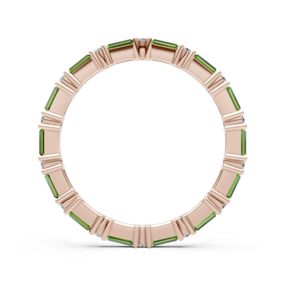 Peridot Baguette and Round Full Eternity Band