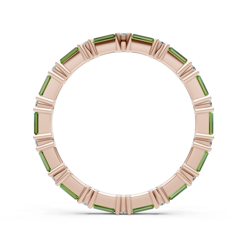 Peridot Baguette and Round Full Eternity Band