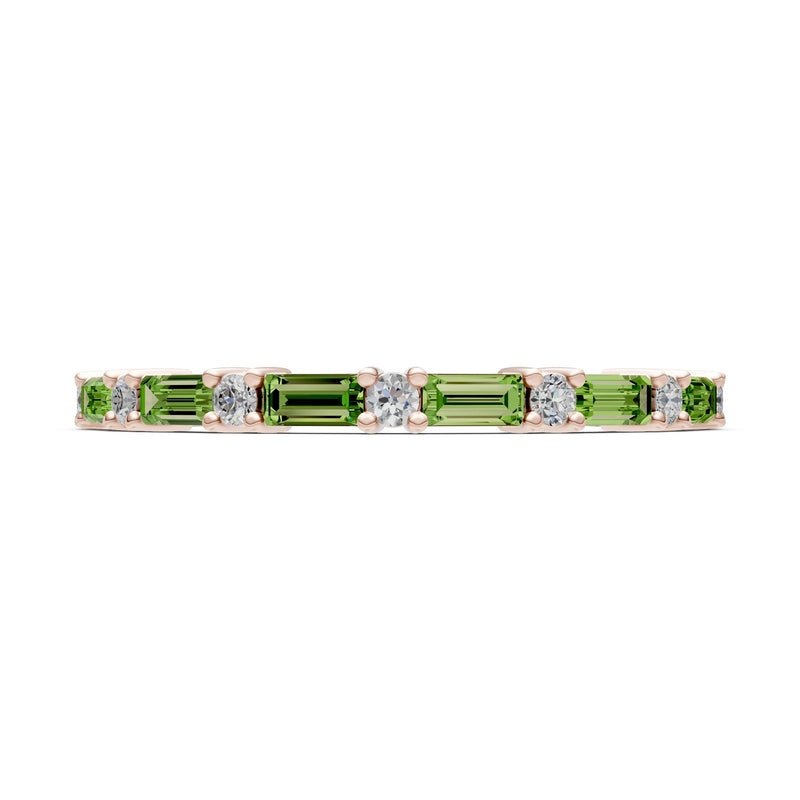 Peridot Baguette and Round Full Eternity Band