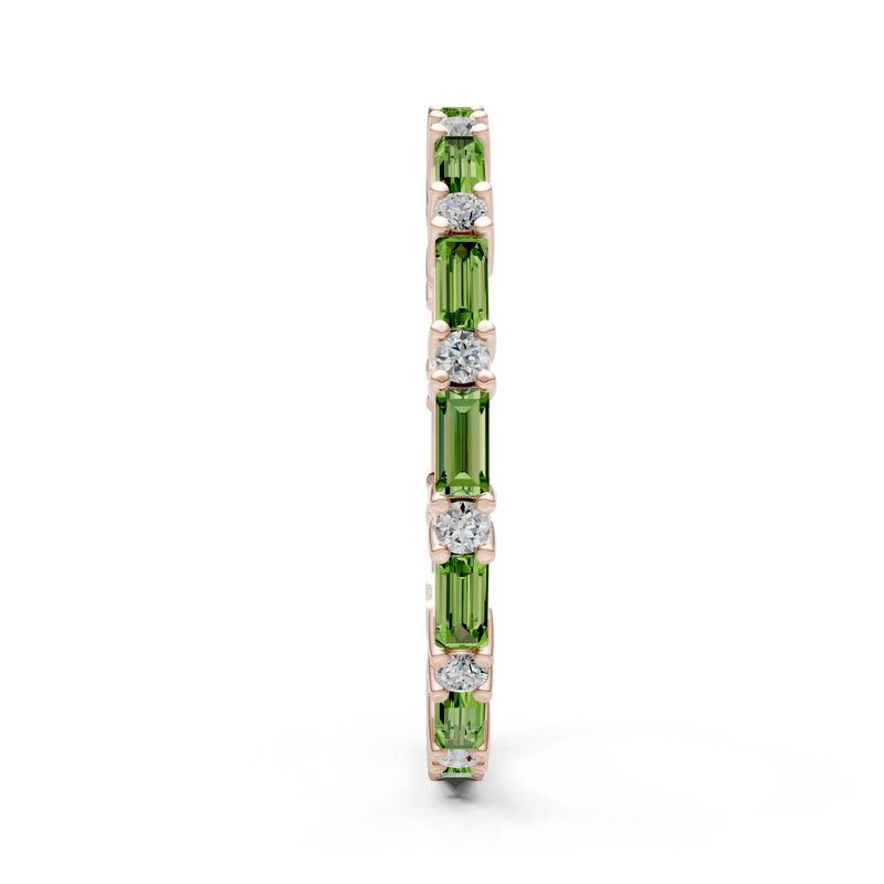 Peridot Baguette and Round Full Eternity Band