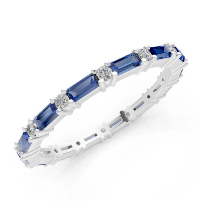 Baguette and Round Full Eternity Band