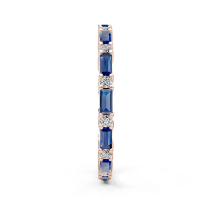 Baguette and Round Full Eternity Band