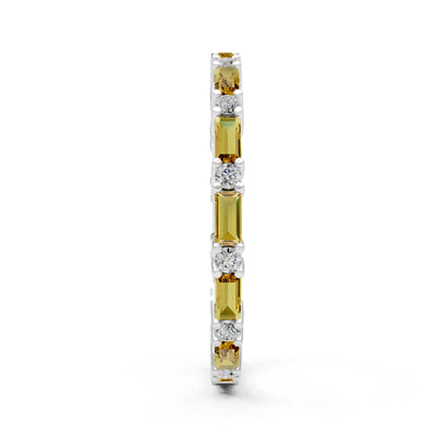 Citrine Baguette and Round Full Eternity Band
