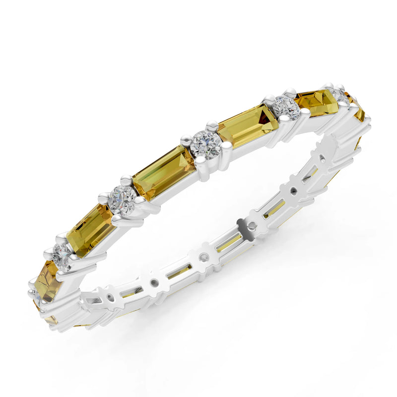 Citrine Baguette and Round Full Eternity Band