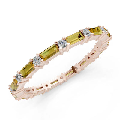 Citrine Baguette and Round Full Eternity Band