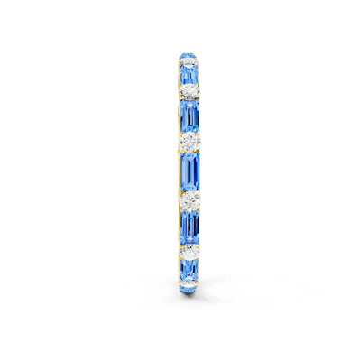 Swiss Blue Topaz Baguette and Round Full Eternity Band