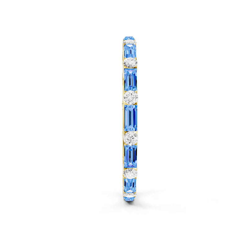 Swiss Blue Topaz Baguette and Round Full Eternity Band