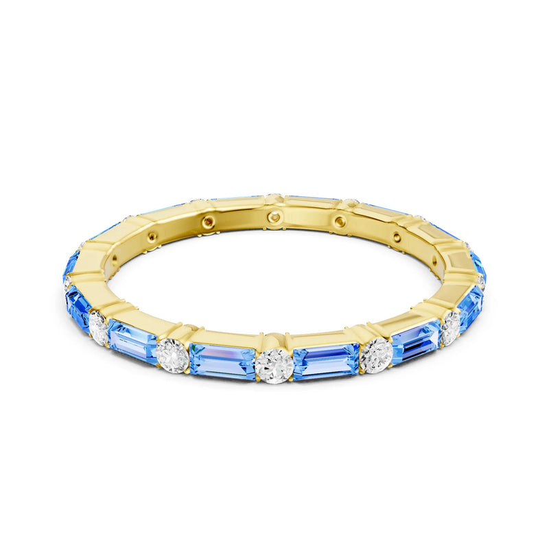 Swiss Blue Topaz Baguette and Round Full Eternity Band