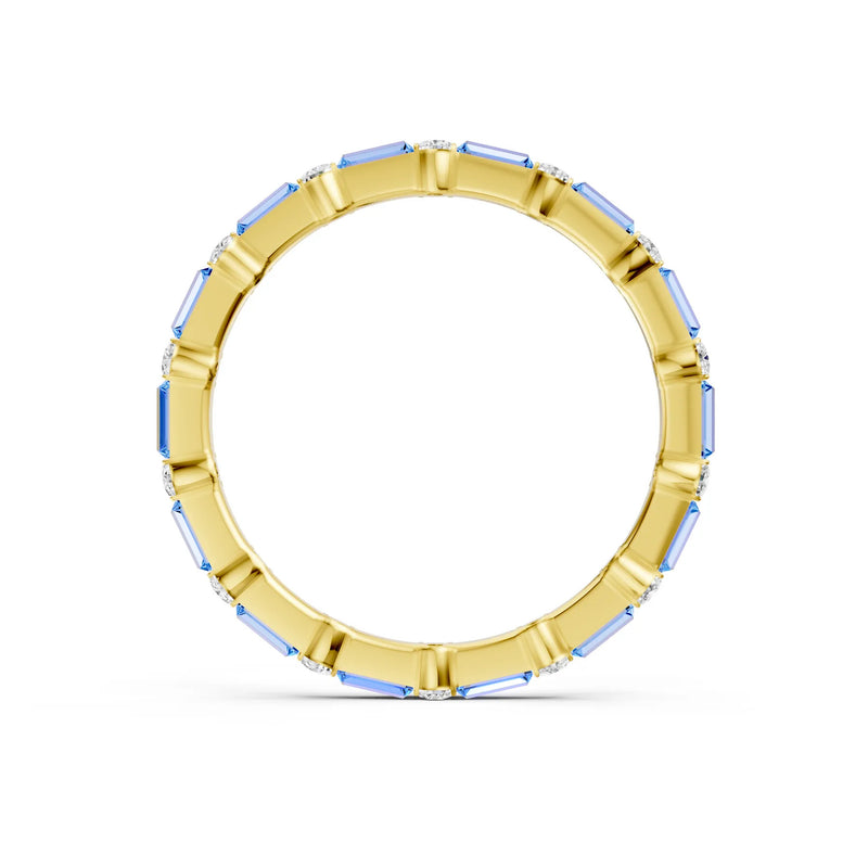 Swiss Blue Topaz Baguette and Round Full Eternity Band