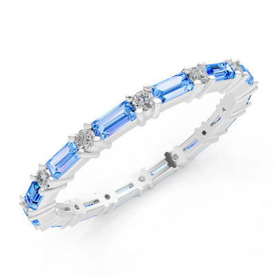 Baguette and Round Full Eternity Band