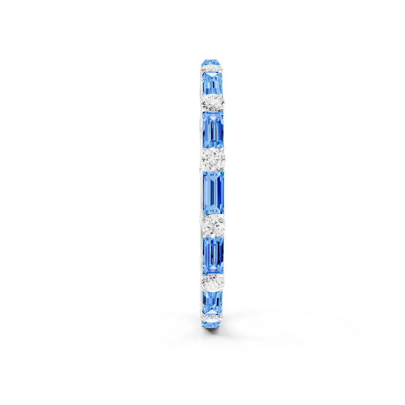 Swiss Blue Topaz Baguette and Round Full Eternity Band